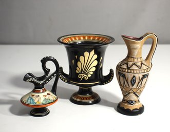 Vintage Miniature Ancient Greek Vases, Hand Painted,