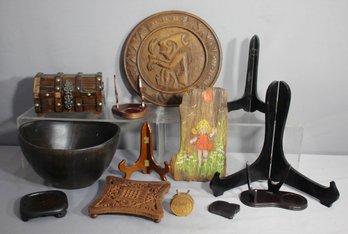 Group Lot Of Assorted Vintage And Decorative Wooden Items