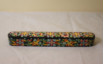 Lacquered Floral Wooden Pencil/Pen Case