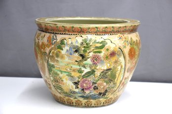 Chinese Porcelain Fish Bowl / Planter With Oriental Decorations