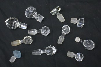 Group Lot Ofvintage Cut Glass Crystal Decanter Finial Stoppers