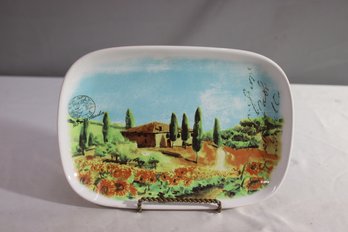 Ceramisia Italian Pottery Tuscan Landscape Postcard Salad/Pasta Serving Dish