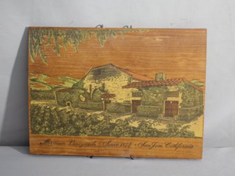 Vintage Mirassou Vineyards Commemorative Wood Panel - San Jose, California