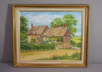 Framed English Country Cottage Print After Sylvester Stannard,  Signed And Dated LL