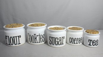 T G Green Ceramic Spectrum Canister Set With Modern Typography