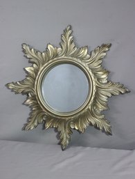 Hand-painted Carved EuroMarchi Acanthus Sunburst Round Wall Mirror