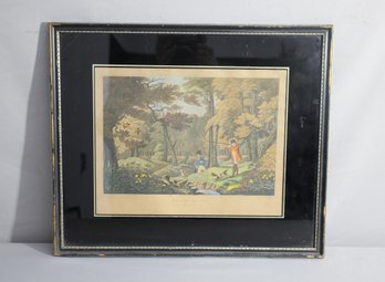 Pheasant Shooting: Vintage Framed Hunting Scene Print