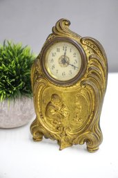 Small Brass Art Nouveau Clock-western -untested