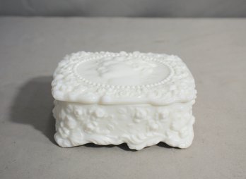 Jenny Lind Milk Glass Square Jewelry Box