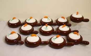 Vintage  Stoneware Set Of 12 Onion Soup Bowls