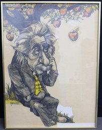 Albert Einstein  Colored Lithograph. Vintage