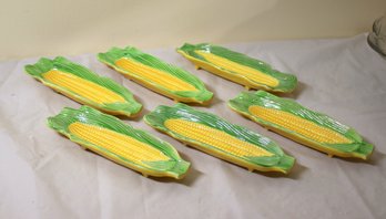 Corn Servers, Corn On The Cob (Green), Set Of 6, Vintage