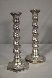 Set Of 2 William Adams Silver-Plated Candlesticks By Towle