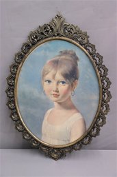 Oval White Metal Frame Of Artist Daughter