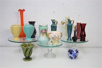 Group Lot Of Varied Style Ceramic And Glass Vases