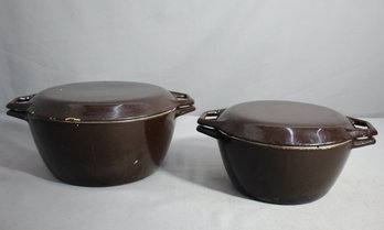 Vintage Copco Cast Iron Dutch Ovens In Dark Brown Enamel