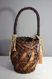 Vintage Japanese Woven Bamboo Ikebana Basket