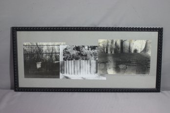 Black & White Photographic Triptych Collage In Black Beaded Frame