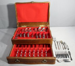 Vintage Silverware Set In Wooden Presentation Box