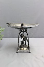 Sculptural Aesthetic Silver Plate Compote/Tazza Centerpiece ( 1 Handle Needs To Be Repaired )