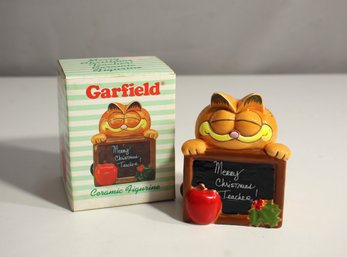 Enesco Garfield Cat Merry Christmas Teacher Ceramic Figure 1981 Figurine