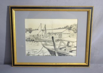 Harbor Reflections' - Signed Lithograph Of A Maritime Scene