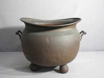 Vintage Copper Cauldron With Iron Handles