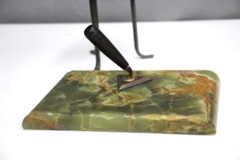 Marble Desktop Single  Pen Holder Green Marble