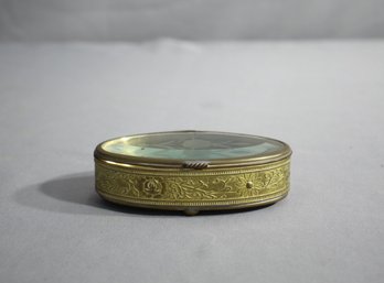 Brass And Glass Oval Trinket Box From Via Vermont Ltd - Handcrafted In Mexico