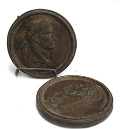 Pair Of Antique Medallions Featuring Classical Greek Profiles