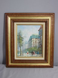 Framed Vieux Promenade Original Oil On Canvas, Signed LL