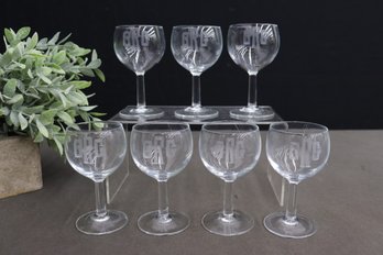 Group Lot Of Wide Bowl Wine Glasses - BRG Monogramed