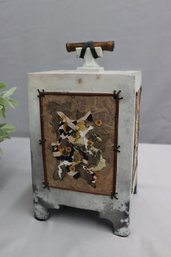 Hand-Made Ceramic And Flor6al And Fiber Collage Cremation Urn