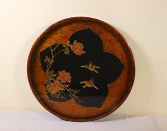 Round Lacquered Asian Style Serving Tray