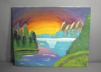 Unframed Sunset Reverie' - Original Landscape Acrylic Painting On Board