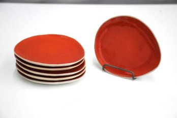 Cb2 Wilma Dark Orange Egg Shaped Plates - Set Of 6