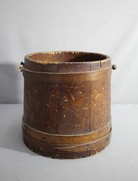 Antique Wooden Barrel With Wooden  Banding