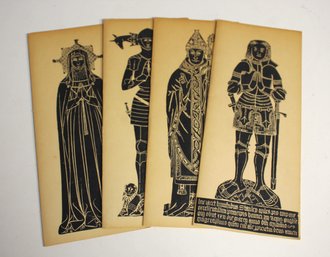 Set Of Vintage Medieval Brass Rubbing Greeting Cards  Unique Historical Art Prints