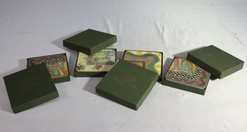 Group Lot Of 16 Coasters By MacKenzie-Childs For Pimpernel - 4 Sets Of 4 In Boxes