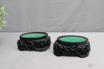 Pair Of Chinese Black Wood Bases