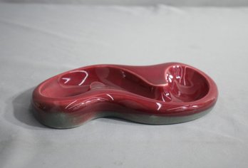 Vintage Mid-Century Modern Biomorphic Red Ceramic Ashtray