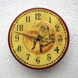 Old Time Baseball Vintage Style Tin Clock --untested