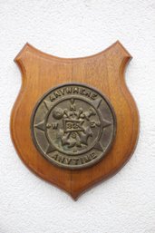 Vintage Nautical Compass Emblem Plaque 'Anywhere Anytime'