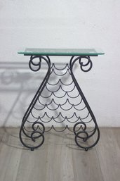 Wine Rack Console Table With Glass Top