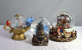 Group Lot Of 3 Classic Folktale And Cartoon Character Musical Snow Globes