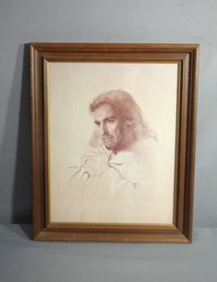 Devotional Contemplation' - Vintage Framed Pencil Sketch