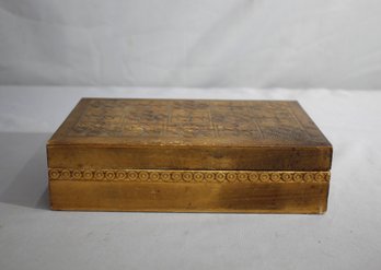 Vintage Wooden Box With Carved Floral Design