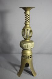 Vintage Mid Century Asian Brutalist Modern Solid Brass Candle Stand