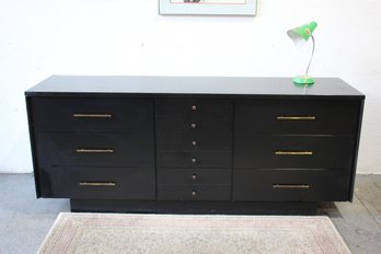 Black Modern 9 Drawer Dresser With Brass Hardware