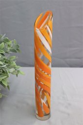 Mikasa Rockswirl Collection Art Glass Orange Vase